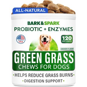 Bark&Spark Grass Burn Spot Chews for Dogs & Urine Neutralizer & Grass Saver with Probiotics & Digestive Enzymes Chew Supplement for Dog, 120 count