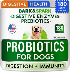 Bark&Spark Probiotics & Digestive Enzymes Fiber & Digestion & Gut Health Chew Supplement for Dogs, 180 count