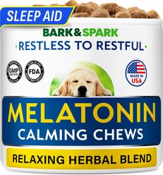 Bark&Spark Calming Melatonin Stress Anxiety Relief & Sleep Aid Chew Supplement for Dogs, 120 count