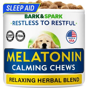 Bark&Spark Calming Melatonin Stress Anxiety Relief & Sleep Aid Chew Supplement for Dogs, 120 count