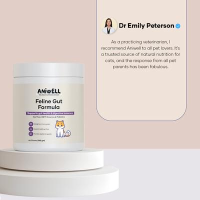 Show full view: Aniwell Feline Gut Formula Probiotics & Digestive Support Chew Supplement for Cats, 60 count slide 6 of 8