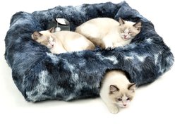 Kylinsure 2-in-1 Peekaboo Cave Donut Cat Tunnel Bed with Center Mat, X-Large, Blue