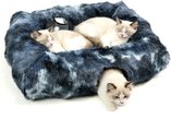 Kylinsure 2-in-1 Peekaboo Cave Donut Cat Tunnel Bed with Center Mat, X-Large, Blue