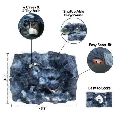 Show full view: Kylinsure 2-in-1 Peekaboo Cave Donut Cat Tunnel Bed with Center Mat, X-Large, Blue slide 3 of 11