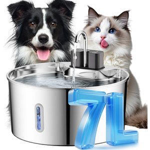 VIVIPAL Wireless Stainless Steel Water Fountain for Large Dogs, 7-L