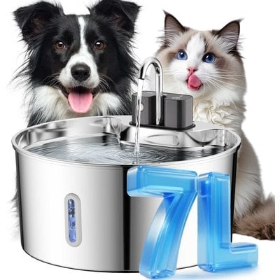 VIVIPAL VIVIPAL Wireless Stainless Steel Water Fountain for Large Dogs, 7-L