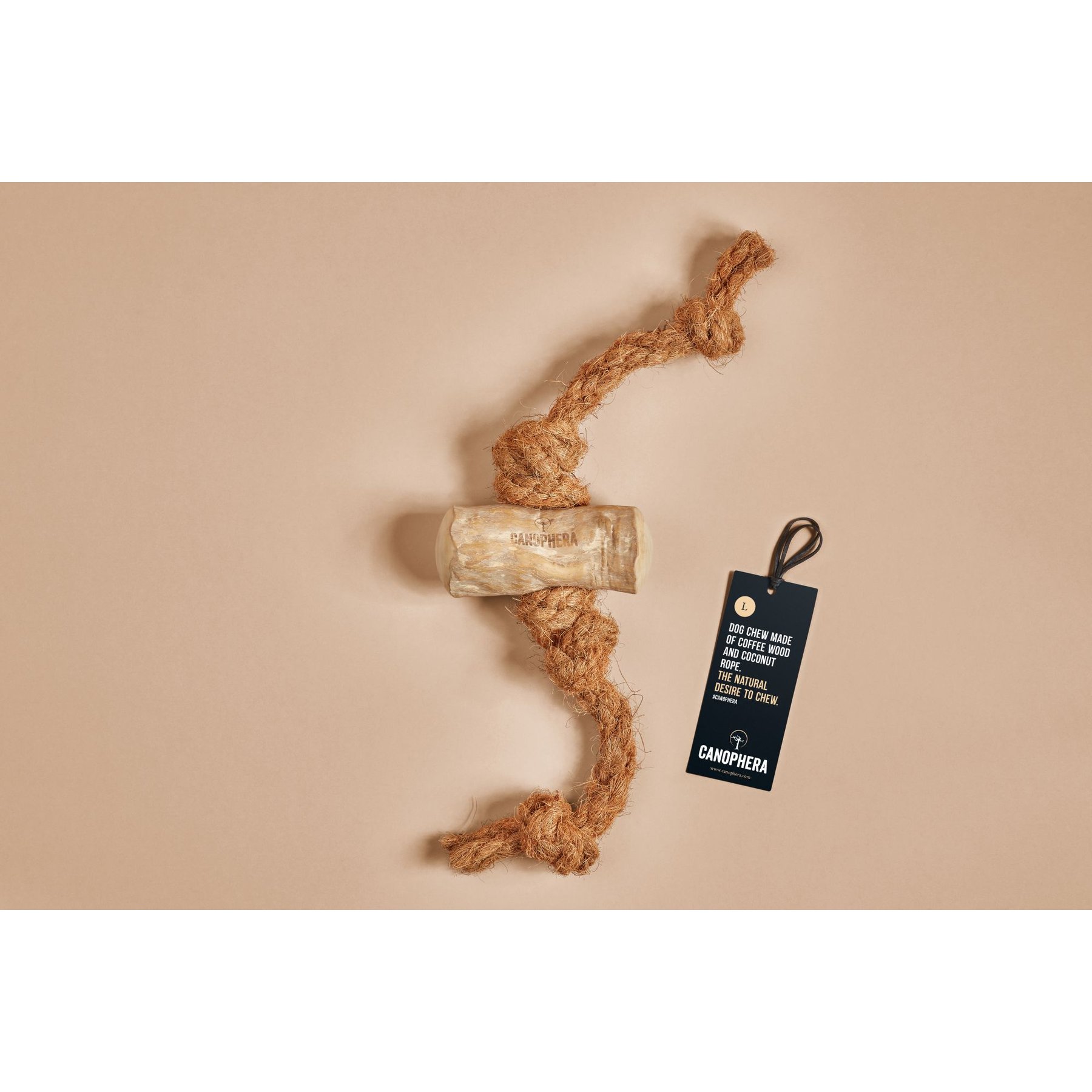 Canophera Coffee Wood & Coconut Rope Tough Chew Dog Toy, Large
