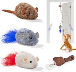 Potaroma Interactive Retractable Hanging Mice Cat Toy with Squeaky Sound, Multicolor, 3 count slide 2 of 7