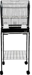 YML 1784 Barn Top Wheeled Bird Cage with Perch, Black, Medium