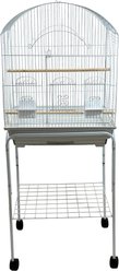 YML A1934 Round Top Bird Cage with Wheeled Stand, White, Large