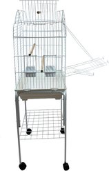 YML A1904 Open Shell Top Bird Cage with Wheeled Stand, White, Large slide 2 of 3