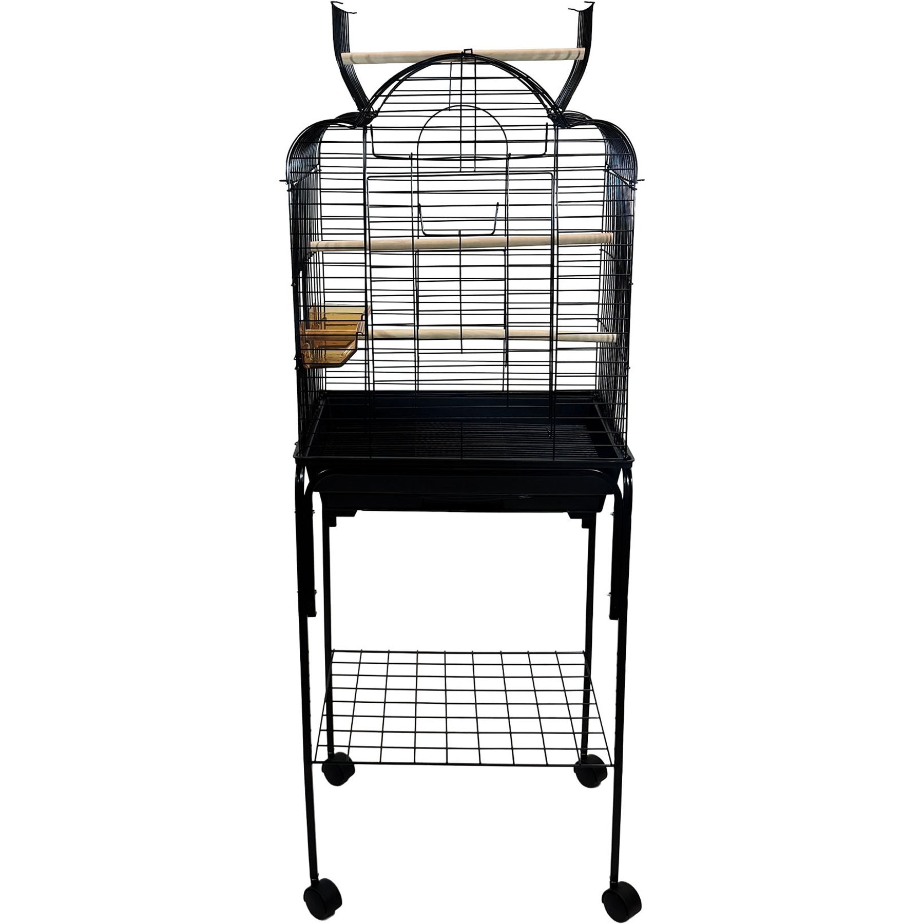 YML A1904 Open Shell Top Bird Cage with Wheeled Stand, Black, Large