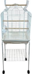 YML A1904 Open Shell Top Bird Cage with Wheeled Stand, White, Large slide 1 of 3