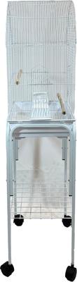 Show full view: YML 1704 Shell Top Wheeled Bird Cage with Perch, White, Medium slide 3 of 3