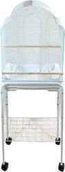 YML 1704 Shell Top Wheeled Bird Cage with Perch, White, Medium