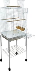 YML A1924 Open Flat Top Bird Cage with Wheeled Stand, White, Large slide 2 of 3