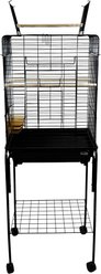 YML A1924 Open Flat Top Bird Cage with Wheeled Stand, Black, Large