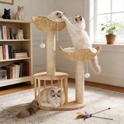 Show full view: Wisfor 39-in Modern Cotton Cat Tree, Beige slide 3 of 10