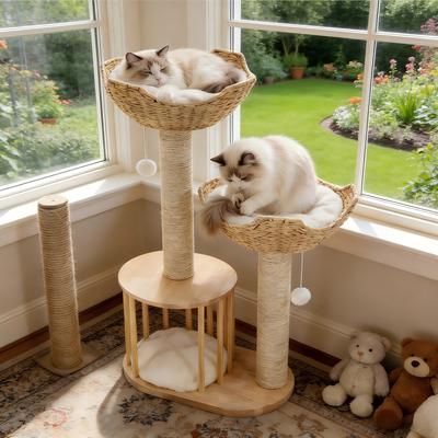 Show full view: Wisfor 39-in Modern Cotton Cat Tree, Beige slide 2 of 10