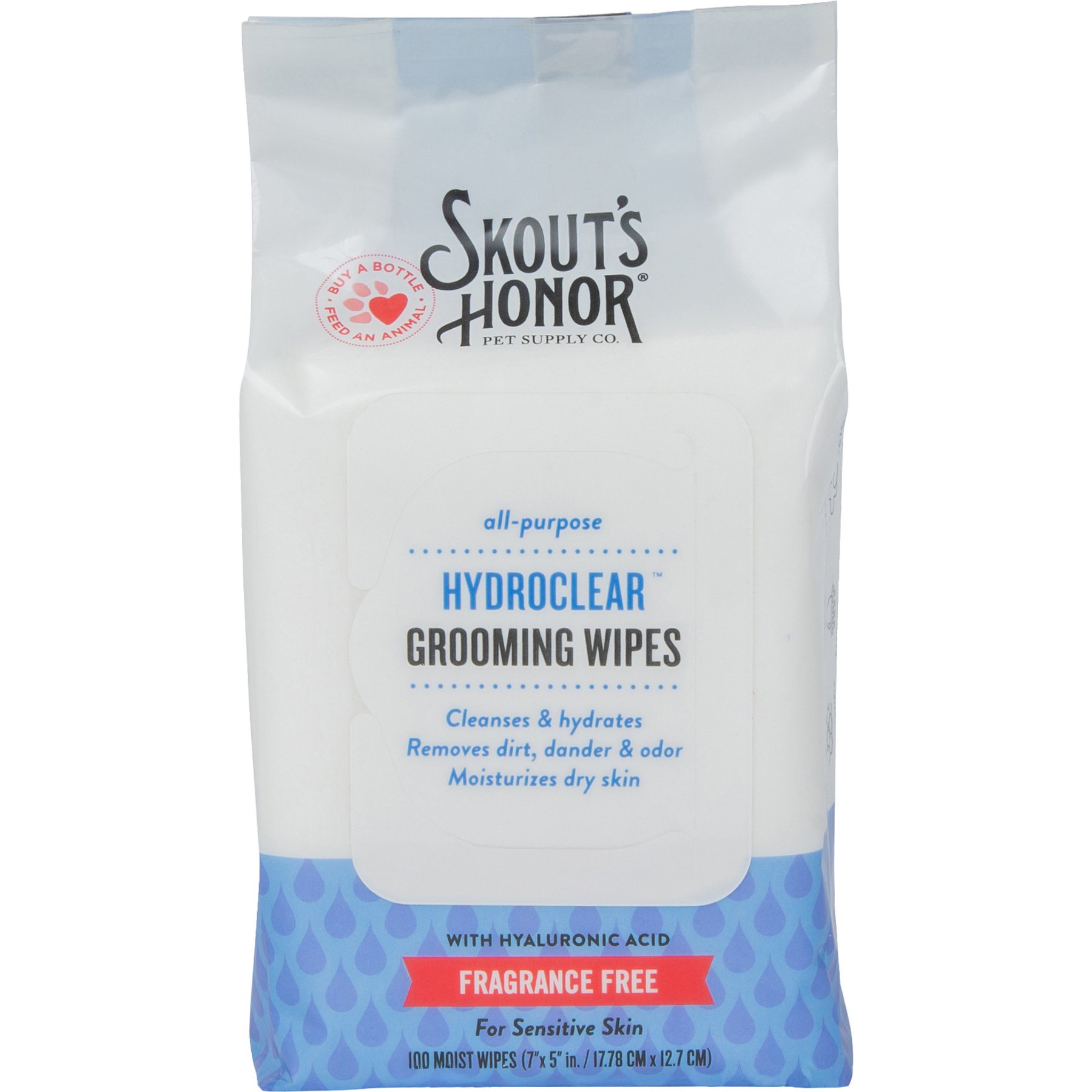 Skout's Honor HydroClear Dog & Cat Grooming Wipes, Fragrance-Free, 100 count