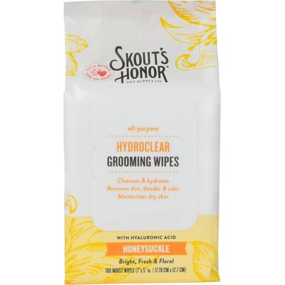 Skout's Honor Skout's Honor HydroClear Dog & Cat Grooming Wipes, Honeysuckle, 100 count