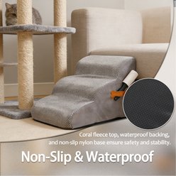 Decflow 3-Tier Dog Stairs Ramp for Beds Couches with Durable Non-Slip Waterproof Fabric Cover, Grey, 15.7-in slide 2 of 7
