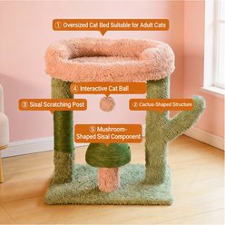 Decflow Cactus Cat Tree with Scratching Posts & Stable Base, Green slide 2 of 7