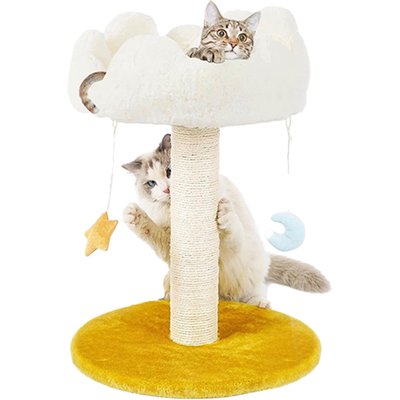 Decflow Decflow Cloud Cat Tree Scratching Post with Bed, Removeable Cover & Bonus Catnip, White