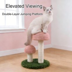 Decflow 13-in Mushrooms Simulated Lawn Indoor Cat Scratching Post, Pink slide 2 of 6