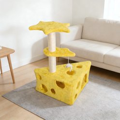 Decflow Fun Cheese Appearance Cat Tree with Sisal Scratching, Yellow