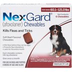 NexGard Chewables for Dogs, 60.1-121 lbs, (Red Box), 6 Chewable Tablets (6-mos. supply)