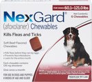 NexGard Chewables for Dogs, 60.1-121 lbs, (Red Box), 6 Chewable Tablets (6-mos. supply)