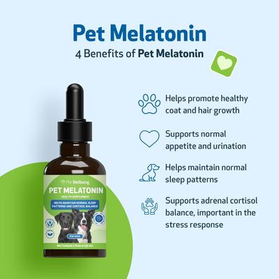 Show full view: Pet Wellbeing Pet Melatonin Bacon Flavored Liquid Calming Supplement for Dogs, 2-oz bottle slide 5 of 11