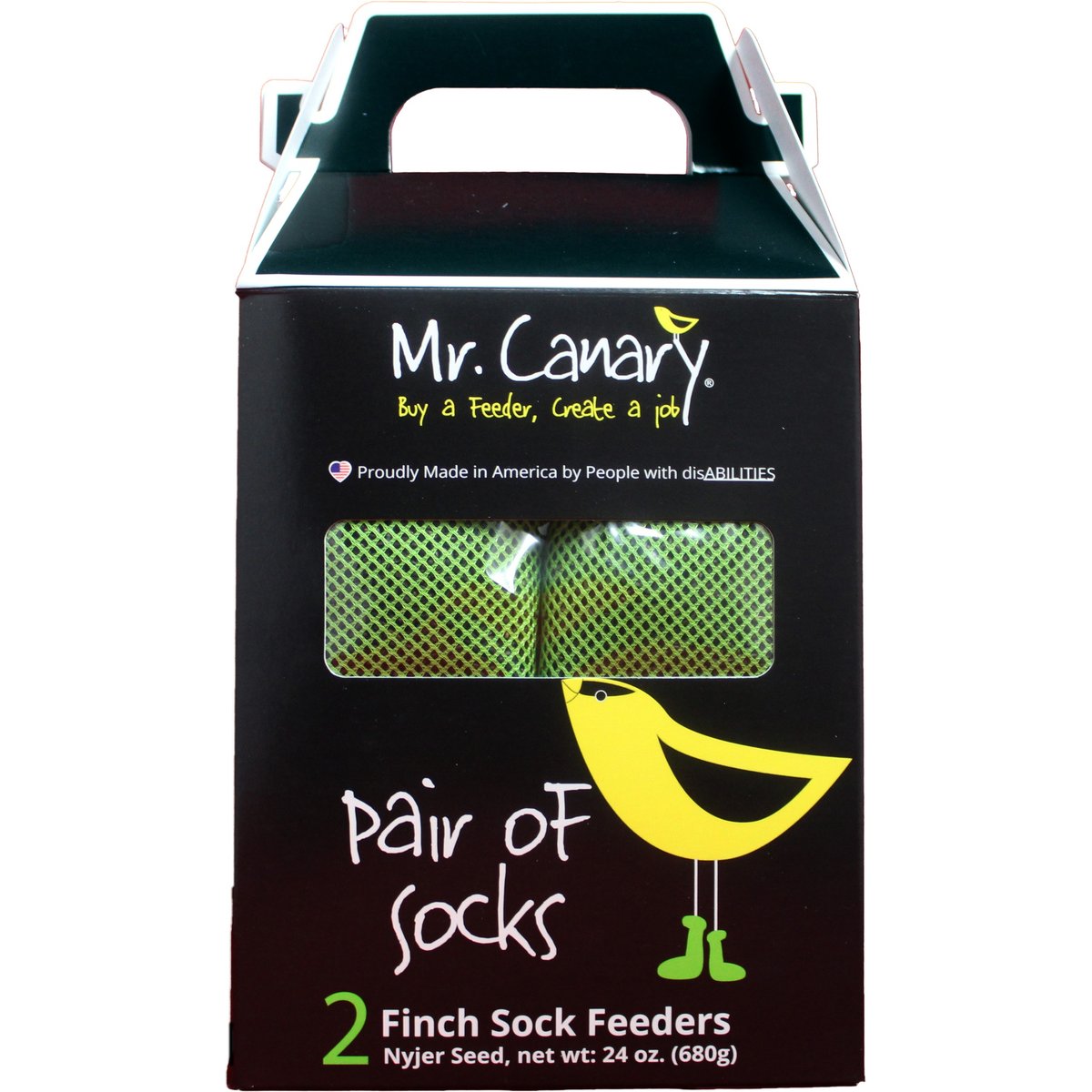 Mr. Canary Co. Pair of Socks Finch Sock Feeders, Green, 12-oz, 2 count