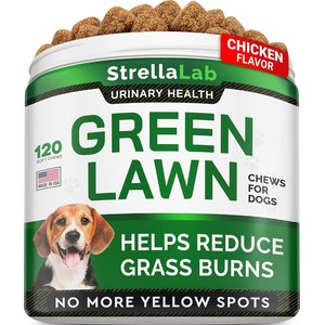StrellaLab Grass Burn Spot & Urine Neutralizer & Grass Spot Saver with Methionine Enzymes Chew Supplement for Dogs, 120 count