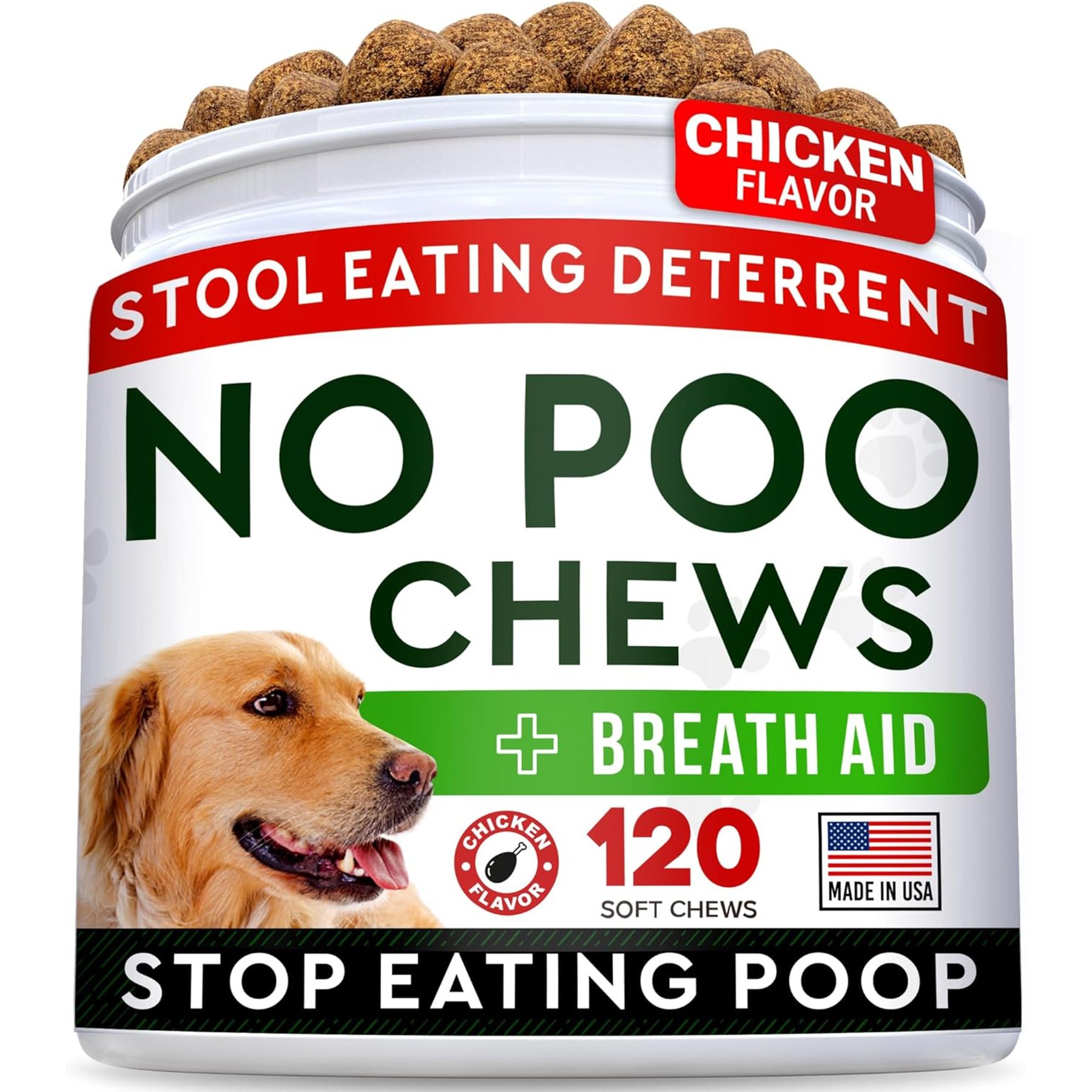 StrellaLab No Poo Coprophagia Chicken Flavored Stool Eating Deterrent Soft Chews for Dogs, 120 count