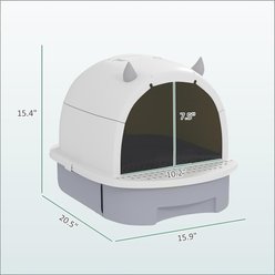 Cesicia Covered Cat Litter Box with Two Deodorizing Bags & Litter Scoop, Grey & White slide 2 of 6