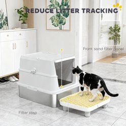Cesicia Stainless Steel Cat Litter Box with Flip Cover, Light Grey slide 2 of 7