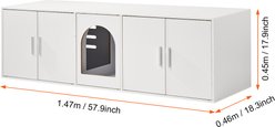Cesicia Wooden Furniture Hidden Cat Litter Box Enclosure, White, 57.9-in slide 2 of 6