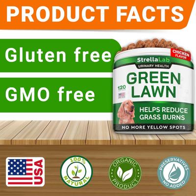 Show full view: StrellaLab Grass Burn Spot & Urine Neutralizer & Grass Spot Saver with Methionine Enzymes Chew Supplement for Dogs, 120 count slide 7 of 10