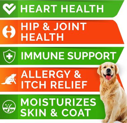 Show full view: StrellaLab Omega 3 Fish Oil Pills & Skin & Coat Supports Joints Brain Heart & Overall Health Supplement for Dogs, 180 count slide 4 of 8