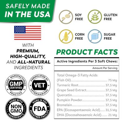 Show full view: StrellaLab Allergy Relief & Anti Itch Relief with Omega 3 Skin & Coat Fish Oil Chew Supplement for Dogs, 120 count slide 7 of 10