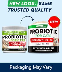 StrellaLab Cat Probiotic Powder & Probiotics with Diarrhea Fiber & Digestive Support Supplement for Cats, 4-oz bottle slide 2 of 9