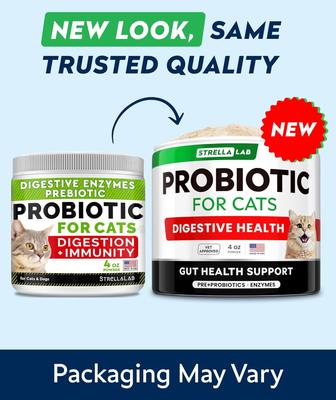 Show full view: StrellaLab Cat Probiotic Powder & Probiotics with Diarrhea Fiber & Digestive Support Supplement for Cats, 4-oz bottle slide 8 of 11