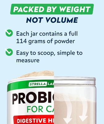 Show full view: StrellaLab Cat Probiotic Powder & Probiotics with Diarrhea Fiber & Digestive Support Supplement for Cats, 4-oz bottle slide 10 of 11