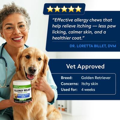 Show full view: StrellaLab Allergy Relief & Anti Itch Relief with Omega 3 Skin & Coat Fish Oil Chew Supplement for Dogs, 120 count slide 5 of 10