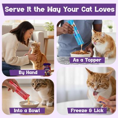 Show full view: Beefeaters Lickables Puree Variety Pack Cat Treat, 1.59-oz bag, case of 12 slide 5 of 8