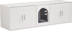 Cesicia Wooden Furniture Hidden Cat Litter Box Enclosure, White, 57.9-in