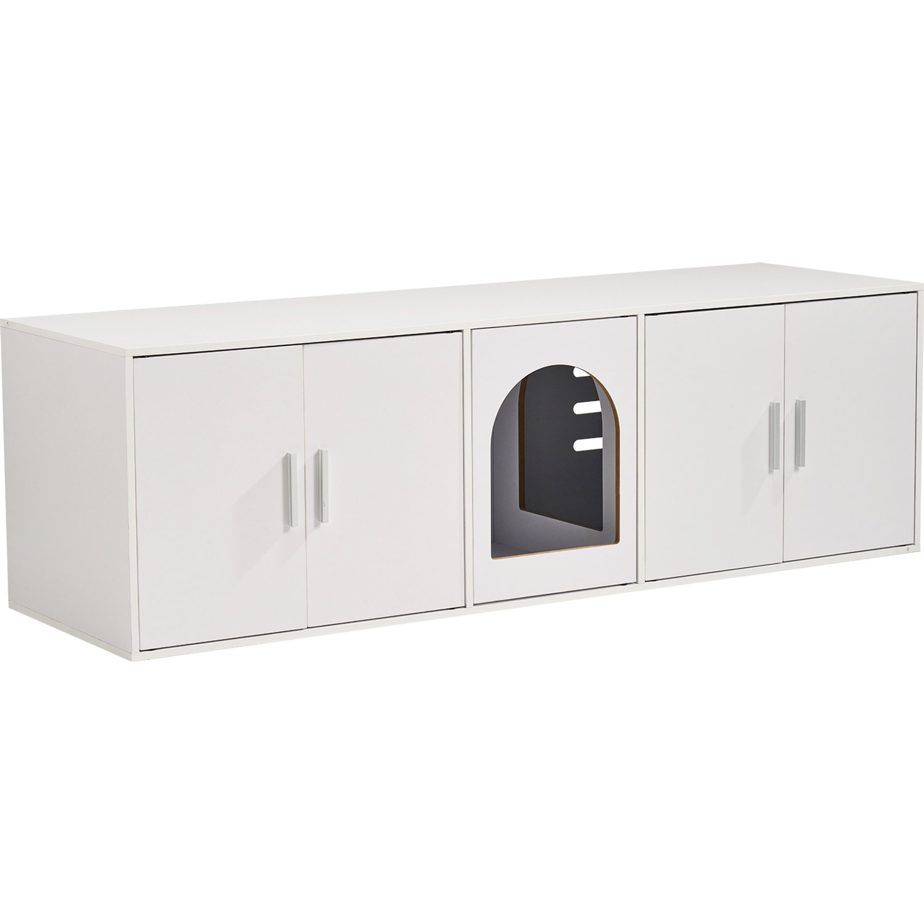 jansno Wooden Furniture Cat Litter Box Enclosure, White