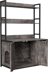 Cesicia Washroom Furniture Cat Litter Box Enclosure with Shelf Storage & Scratch Pad & 2 Doors, Grey